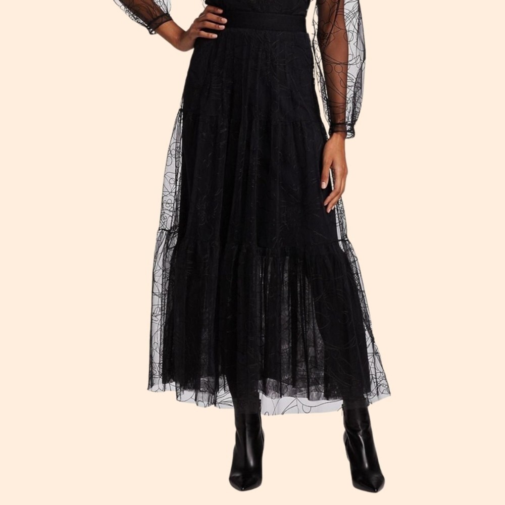 Akris Punto Tulle Black Maxi Skirt